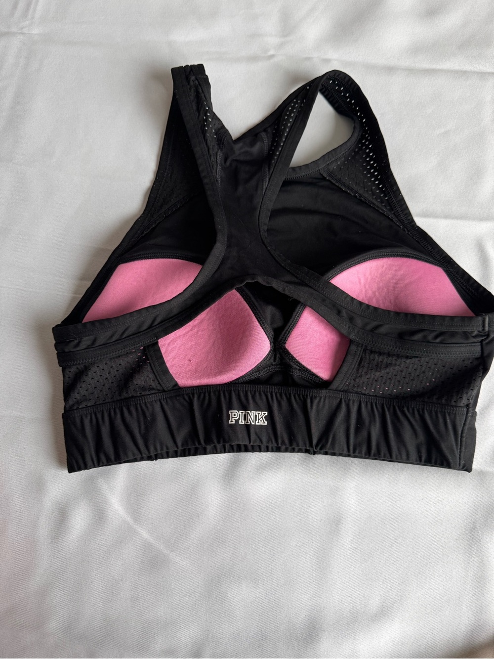 PINK Victoria's Secret Black & Pink Racerback Sports Bra